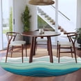 thumbnail image 3 of Round Rugs 5Ft, Teal Blue Ombre Stripe Round Area Rug Washable Indoor Throw Carpet, Abstract Summer Beach Coastal Soft Non Slip Circle Rug for Cabinet Bathroom Home Decor Aesthetic, 3 of 8