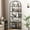 Black iron frame + black wooden board, variant on Modern Arched Bookshelf – 71" Tall 5-Tier Open Bookcase – Gold Metal Frame, White Marble Veneer – Vertical Storage Rack – For Bedroom, Living Room, Home Office – Gold iron frame + white marble veneer