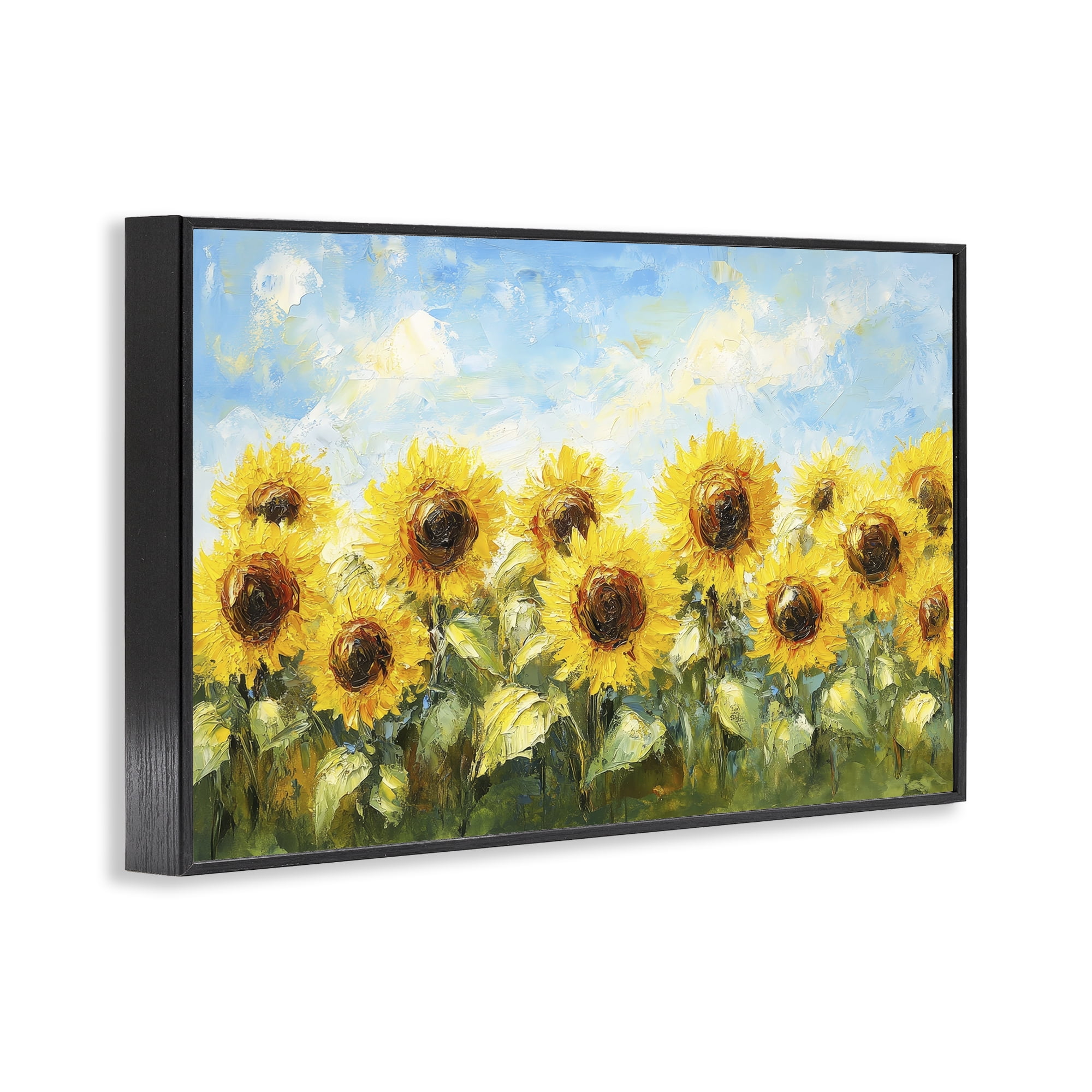 Stupell Industries Impressionist Sunflowers Horizon Black Framed Giclee Art, design by Petal Prints Design