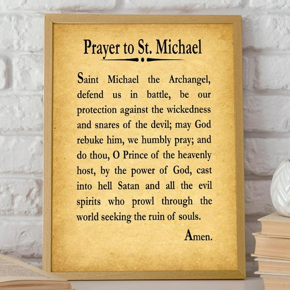 Prayer To St Michael The Archangel Christian Prayer Print Wall Art, Modern Wall Decor, 8x12 UNFRAMED
