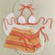 thumbnail image 4 of Traje de Baño de Tres Piezas para Mujeres Moda Casual Vacaciones Bordado Correa a Rayas Traje de Baño Dividido Conjunto con Sujetador Acolchado Extraíble, 4 of 7