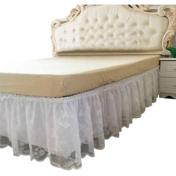 Wrap-Around Lace Bed Skirt Ruffled Bedskirt Dust Cover Ruffle Bed Sheet Case