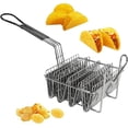 thumbnail image 1 of Taco Shell Fryer Basket Stainless Steel 4 Shell Dishwasher Safe Tortilla Fry Rack With Detachable Rubber Grip Handle (sliver ), 1 of 11