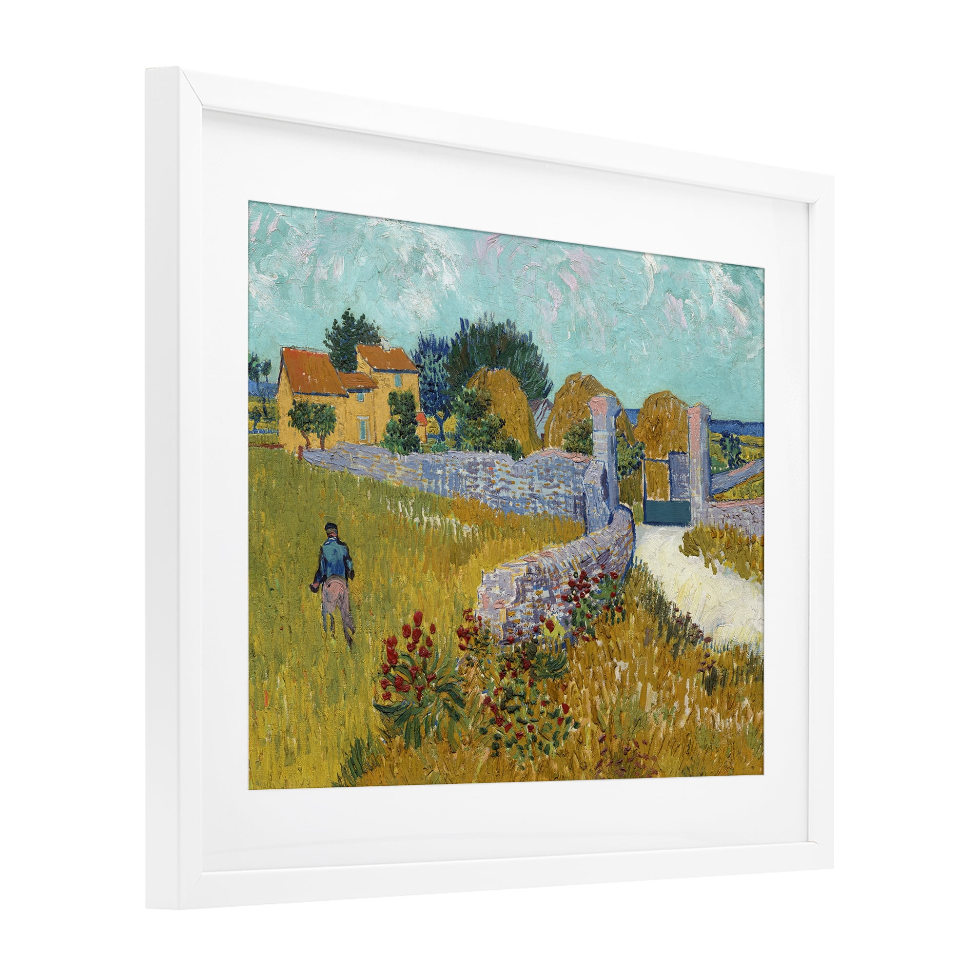 Stupell Industries Farmhouse In Provence White Framed Print Under Glass, design by Vincent Van Gogh