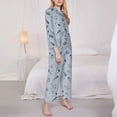 thumbnail image 3 of Yiaed Shells And Sand Print Pajamas Women's Long Sleeve Sleepwear Soft Button Down Loungewear Pjs Lounge Set Nightwear Womens Pajama Pants-X-Large, 3 of 7