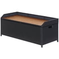 thumbnail image 1 of Outsunny Patio Wicker Storage Bench Box with Natural Wood Top Lid Coffee, 1 of 10