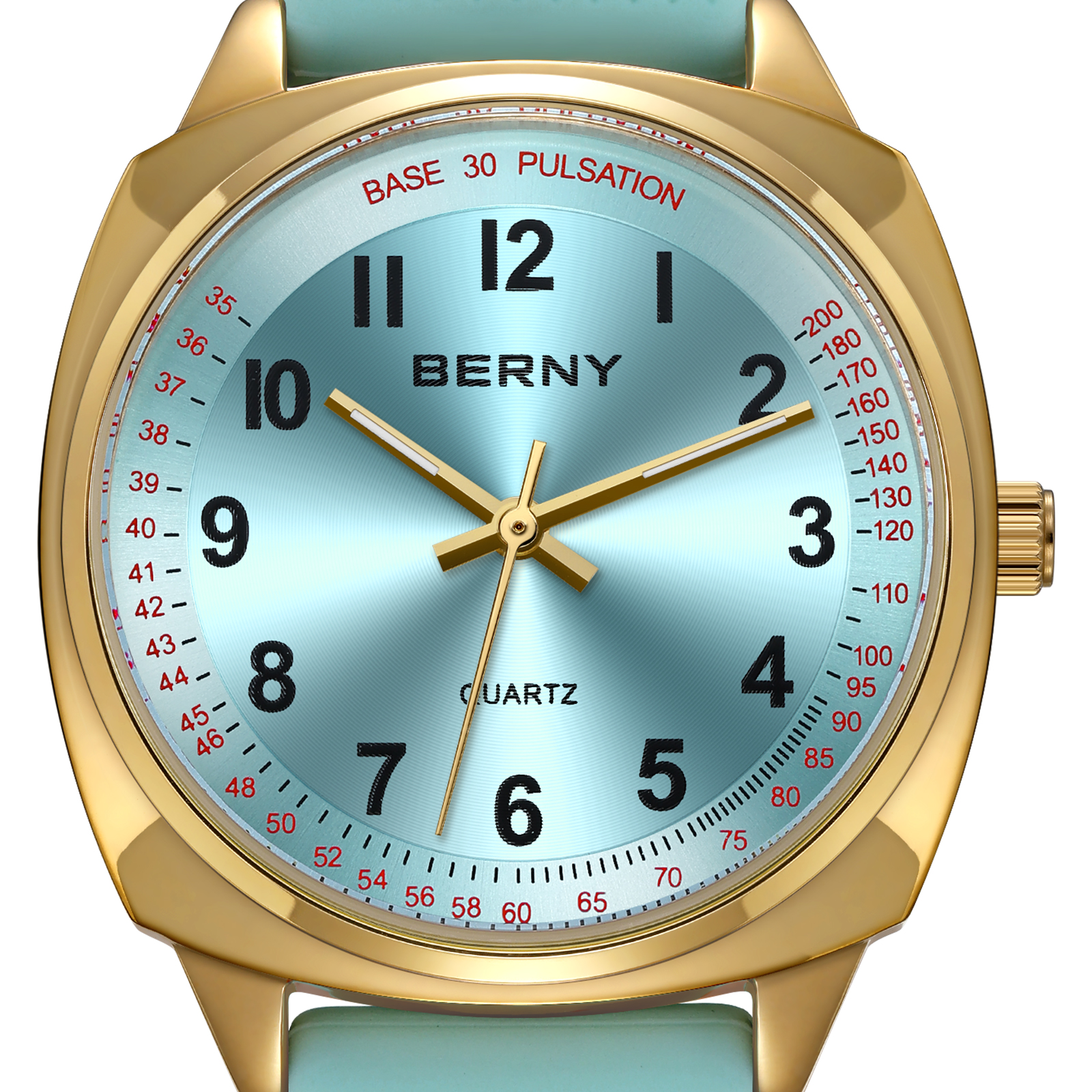 BERNY Nurse Watch for Women, Fashion Ladies Analog Quartz Watch with Silicone Strap, Pulse Meter Function, 3ATM Waterproof Womens Wristwatch, Easy Read Numerals Nursing Watch Gift, Blue