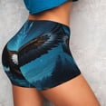 thumbnail image 4 of Logiee Night Sky Forest Bald Eagle Print Women's Biker Shorts,Workout Gym Shorts,Scrunch Shorts,Tummy Control Hidden Scrunch Running Yoga Shorts-Medium, 4 of 8