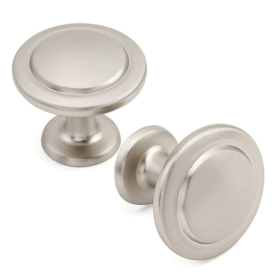 KOOFIZO 10 Pack Stepped Round Cabinet Knob - Brushed Nickel Pull Handle (Dia.31mm / 1.2 Inch)
