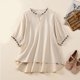 thumbnail image 2 of Gibobby Playera Corte clásico para Mujer Camiseta holgada informal y cómoda retro algodón y lino con bordado algodón y lino para mujer(Beige,M), 2 of 5