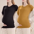 thumbnail image 4 of YUNAFFT Maternity Round Neck Long Sleeve Tops Solid Color Thin Layering Shirts Casual Everyday Essentials, 4 of 4