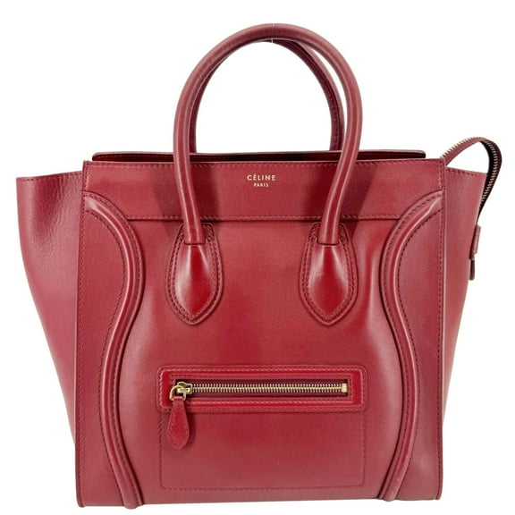 Pre-Owned Celine Nano Luggage Leather Satchel Bag Burgundy