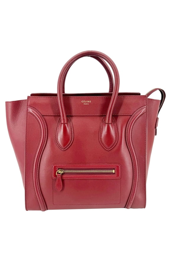 Pre-Owned Celine Nano Luggage Leather Satchel Bag Burgundy