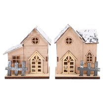 OFFIGAM 2Pcs Khaki Christmas Cabin Decorations Cabin Shape Xmas Party Decoration
