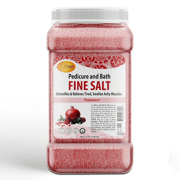 SPA REDI - Detox Foot Soak Pedicure and Bath Fine Salt, Pomegranate, 128 Oz - Made with Dead Sea Salts, Argan Oil, Coconut Oil, and Essential Oil - Hydrates, Softens and Moisturizes