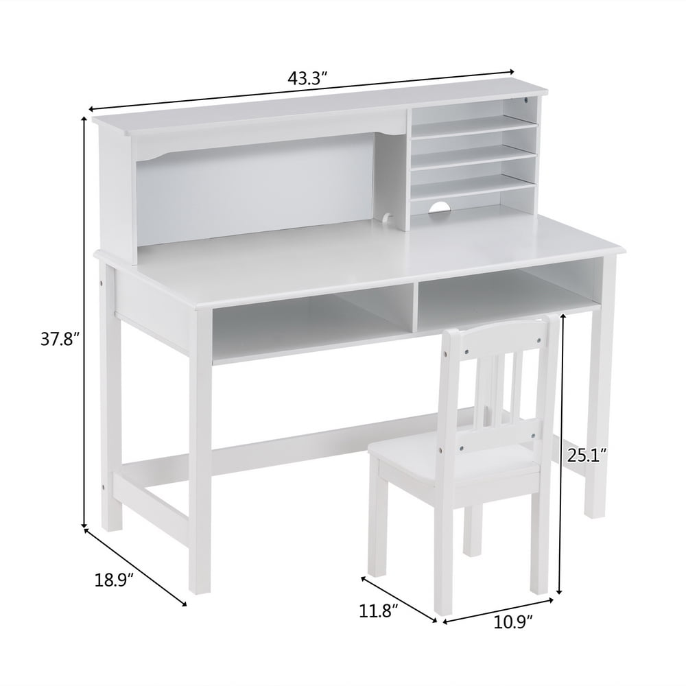 Lowestbest Painted Student Table and Chair Set A, 5-layer Desktop with Multifunctional, White