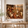 thumbnail image 5 of Pumpkins and Lantern Before Autumn Window, Cozy Rustic for Farmhouse Decor Lovers, Harvest Wall Art, Thanksgiving Hostess Gift, Tapestry Wall Hanging for Dining Room and Entryway, 5 of 7