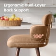 thumbnail image 4 of HomeZeer 26" Swivel Bar Stools Set of 4, Light Brown PU Leather with Back & Footrest, Solid Wood Legs Anti-Slip Base, Counter Height Stools for Kitchen Island, 4 of 10