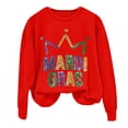 thumbnail image 4 of Baberdicy Mardi Gras Sweatshirt, Women Mardi Gras Long Sleeve Sweatshirt Casual Cute Shirts, Women's Letter Printed Crewneck Top Red Polyester, 4 of 4