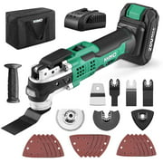 KIMO 20V Cordless Oscillating Multi-Tool, 2.0Ah Battery &Fast Charger, 21000 RPM Variable Speed & 3°  Oscillating Angle, LED & Auxiliary Handle, 26pcs Tool Kit for Cutting Wood Nail Scraping Sanding