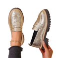 thumbnail image 2 of Willtoo Womens Platform Loafers Round Toe Slip On Casual Dress Shoes Fashion Chunky Lug Sole Walking Shoes for Daily Wear, 2 of 6