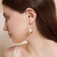 thumbnail image 4 of CFIOZYOS 14k Gold Plated Lightweight Pearl Earrings,Trendy Jewelry,Teardrop Hoop Earrings for Women,Pearl Drop Earrings,Elegant Jewelry for Gifts, 4 of 6