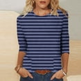 thumbnail image 2 of Jsaierl Tops for Women 3/4 Sleeve Plus Size Crew Neck Shirts Cute Striped Ladies Blouses Flowy Loose Fit Tunic Top S-2XL, 2 of 5