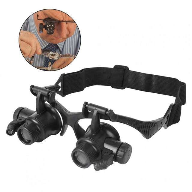 Wchiuoe Magnifier, Jewelry Loupe, Magnifying Glass Repair Tools Glasses‑Type With LED Light For 10 / 15 / 20 / 25 Times
