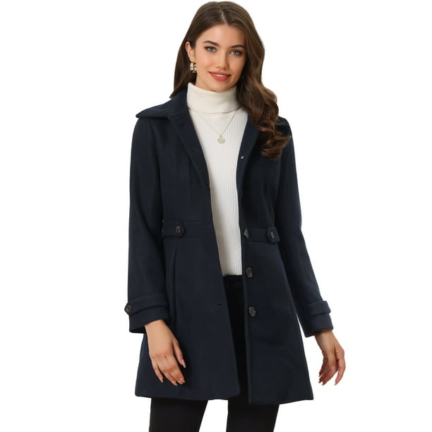 Abrigo Largo Allegra K Azul Oscuro M para mujer