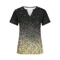 thumbnail image 4 of Fiudx Camisas para Mujer Blusas Estampadas para Mujer, Camiseta con Botones, Camiseta de Manga Corta con Cuello En V, 4 of 5