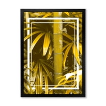 Designart 'Tropical Leaves and Yellow Bamboo' Tropical Framed Art Print