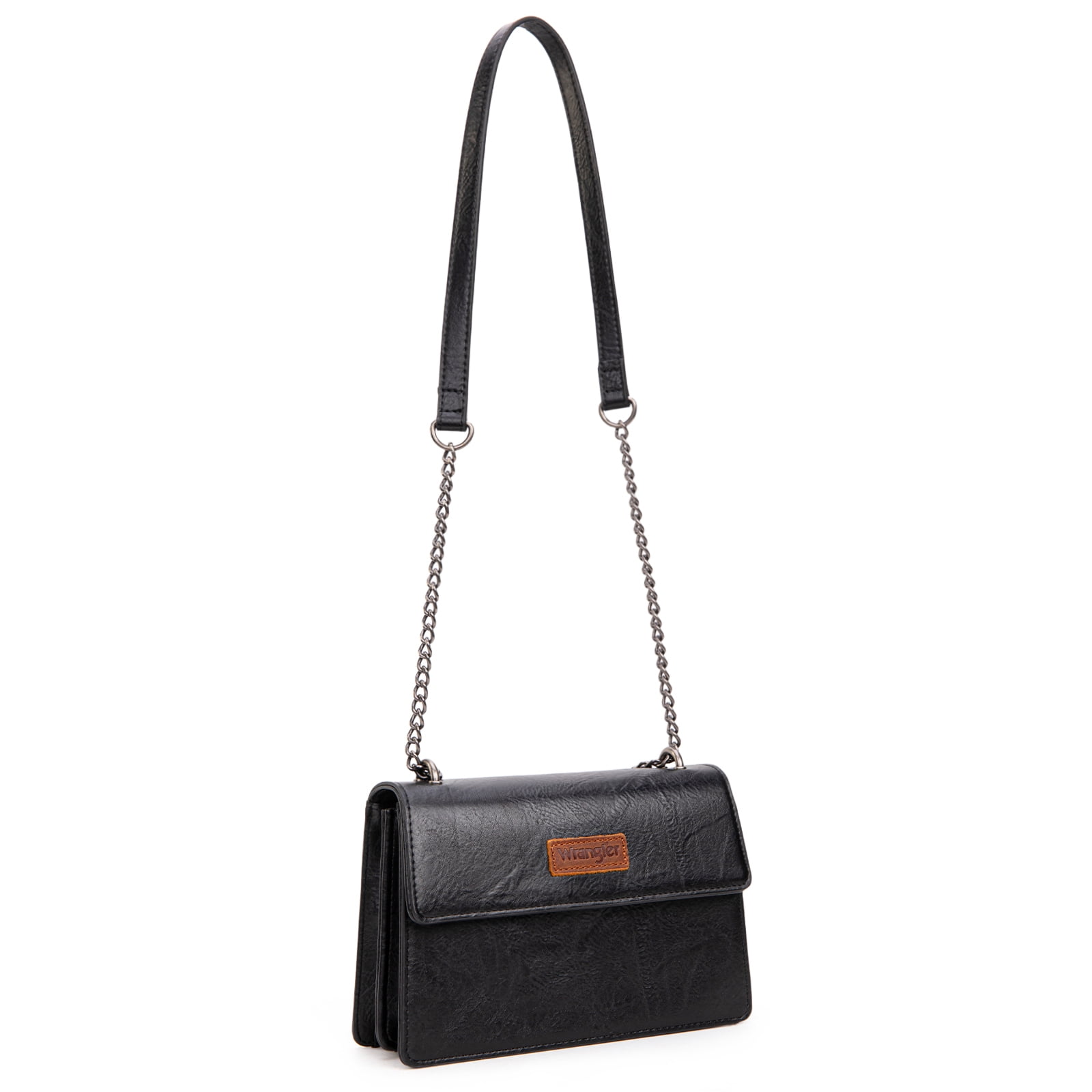 Wrangler Crossbody Purse for Women Shoulder Bag Vintage Wallets with Chain Strap, Black