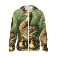 thumbnail image 2 of Uemuo Mallard Duck And Flowers Pattern Women's Full Zip UPF 50+ Sun Protection Hoodie Jacket Long Sleeve Sun Shirt Hiking Outdoor Performance with Pockets-Small, 2 of 9