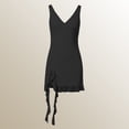 thumbnail image 2 of XIAONU Sleeveless Wrap Dress For Women Ruffle Hem Asymmetrical Slim Mini Dress, 2 of 5