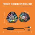 thumbnail image 3 of Light Emitting Computer Speaker USB Mobile Phone Laptop Desktop Mini Speaker Hifi Stereo Sound Cable Subwoofer Computer Audio 2 Pcs, 3 of 9