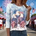 thumbnail image 4 of GEWSEY 4Th of July Shirts Women 3/4 Sleeve Crewneck Cute Shirts Casual Print T Shirt (Light Blue, M), 4 of 8
