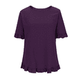 thumbnail image 2 of Boho T Shirts for Women Summer Basic Ruffle Loose Dressy Casual Tops Ruffle Sleeve Crew Neck Outfits Going Out Blouses, 2 of 3