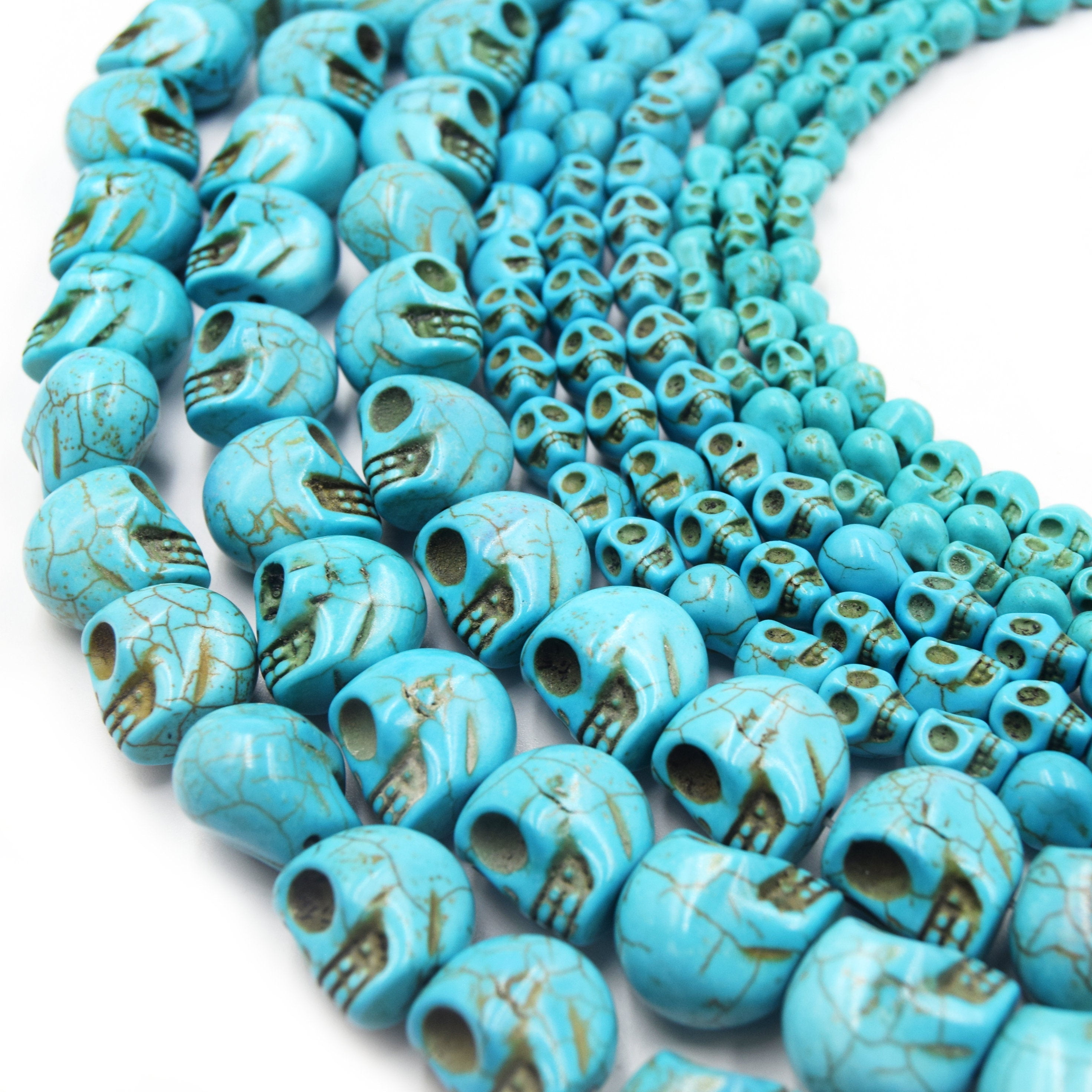 10mm Tiny Colorful Turquoise Skull Beads Halloween 20 