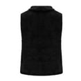 thumbnail image 5 of Womens Vests Fashion Casual Sleeveless Lapel Open Front Fleece Cardigan Fall Fashion Solid Color Fuzzy Jacket Sweater (Black L), 5 of 7