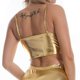thumbnail image 2 of Playeras,Blusas y Tops,Ropa para Mujer Lindo camisetas sin mangas para las mujeres Camisola corta sin mangas con cuello en U de sintética para mujer (Gold, L), 2 of 6