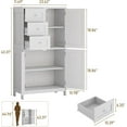 thumbnail image 2 of VEANERWOOD Kitchen Pantry Cabinet with Doors, Farmhouse Wood Storage Cabinets with Adjustable Shelves & Drawers, White & Brown, 2 of 7