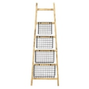 HUBERT Slanted Wooden Ladder - 23 1/2" L x 15 3/4" W x 70 3/4" H