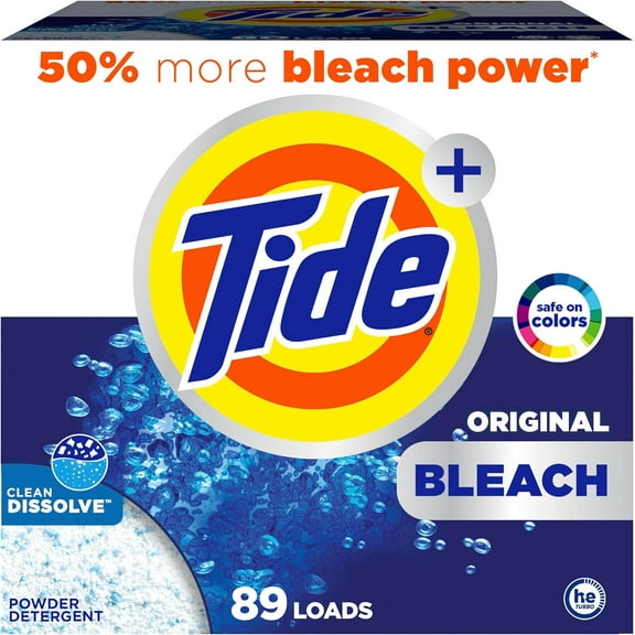 Powder Laundry Detergent with Bleach Alternative, Original Scent, 89 Loads, 129 oz