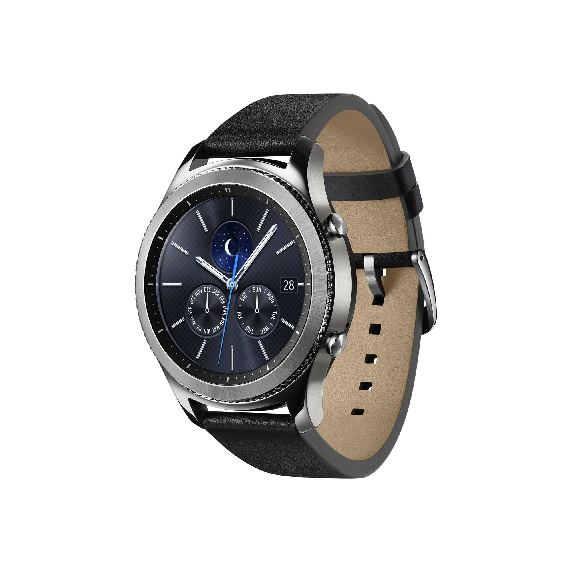 Samsung Gear S3 Classic 46 mm silver smart watch with band leather black display 1.3 4 GB Wi Fi NFC Bluetooth 2.01 oz Walmart