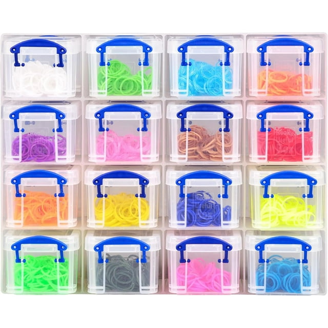 Really Useful Plastic Storage Box 0.14 Litre Organiser (16 x 0.14L) Clear Frame with Clear Boxes