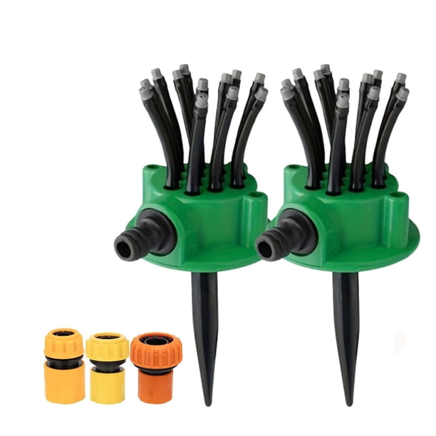 Aspersor de jardín giratorio automático de gran área con boquillas ajustables, base de pico resistente, sistema de ahorro de agua para césped, macizos de flores y huertos de vegetales.