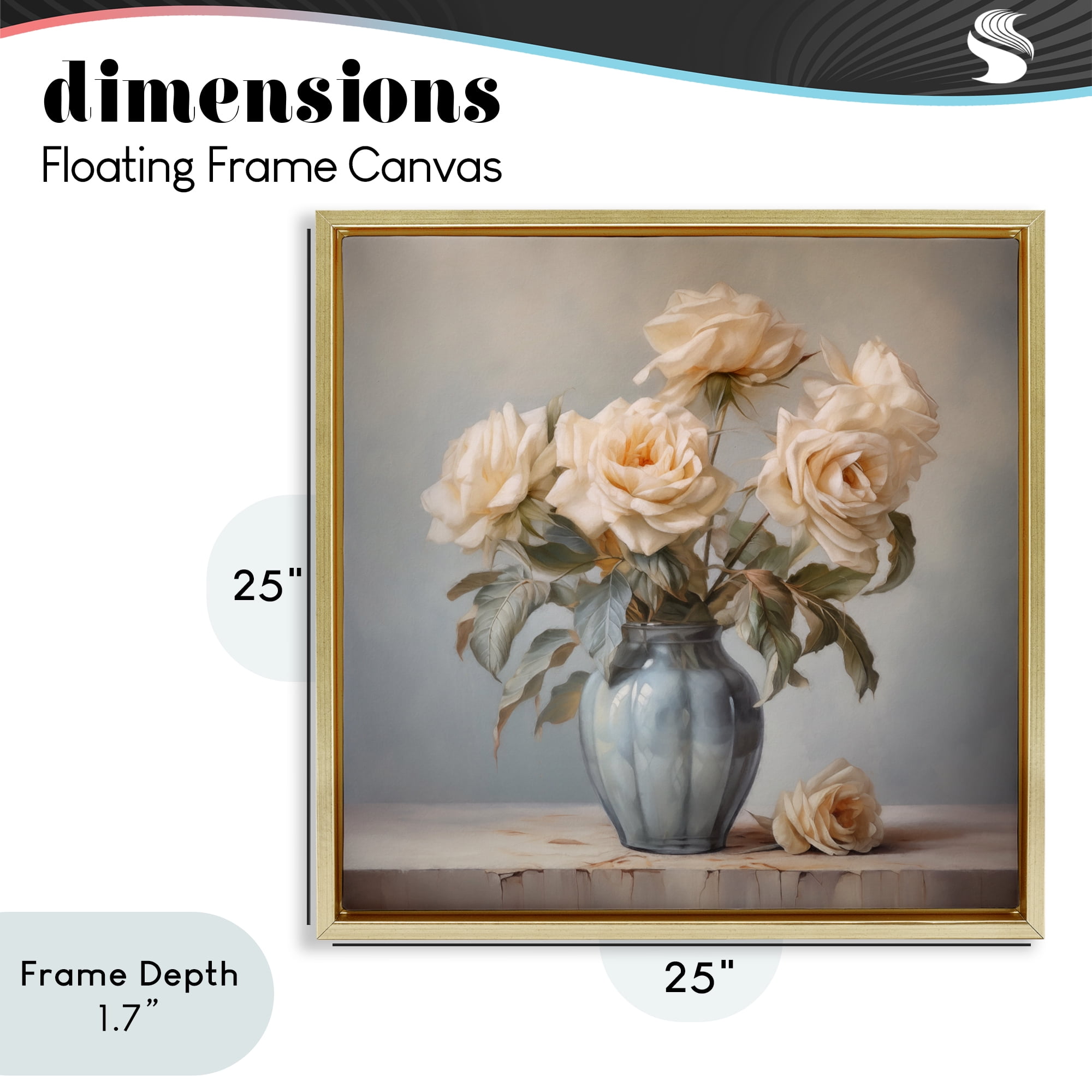 Stupell Industries Vintage Rose Paragon Gold Framed Floater Canvas Wall Art, design by Steve Hunziker