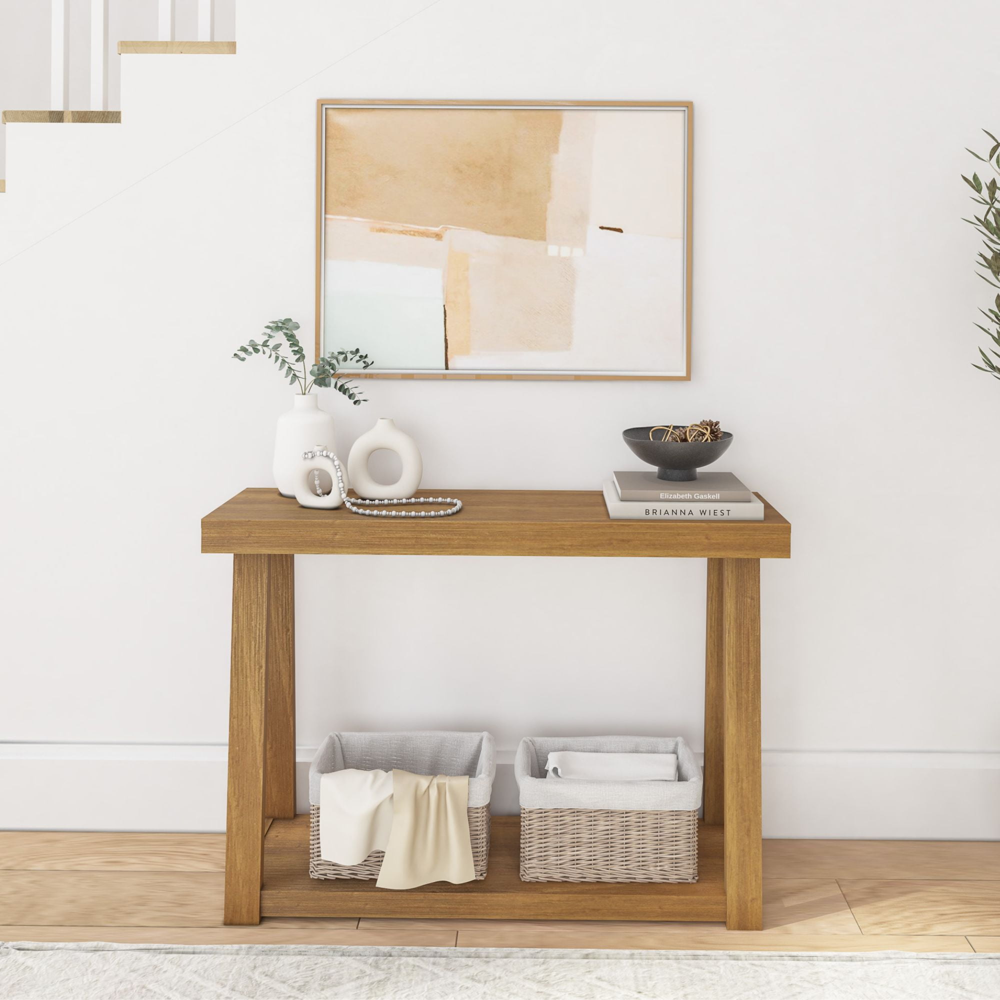 Plank+Beam Solid Wood 46 " Console Table with Storage, Narrow Entryway Table, Living Room