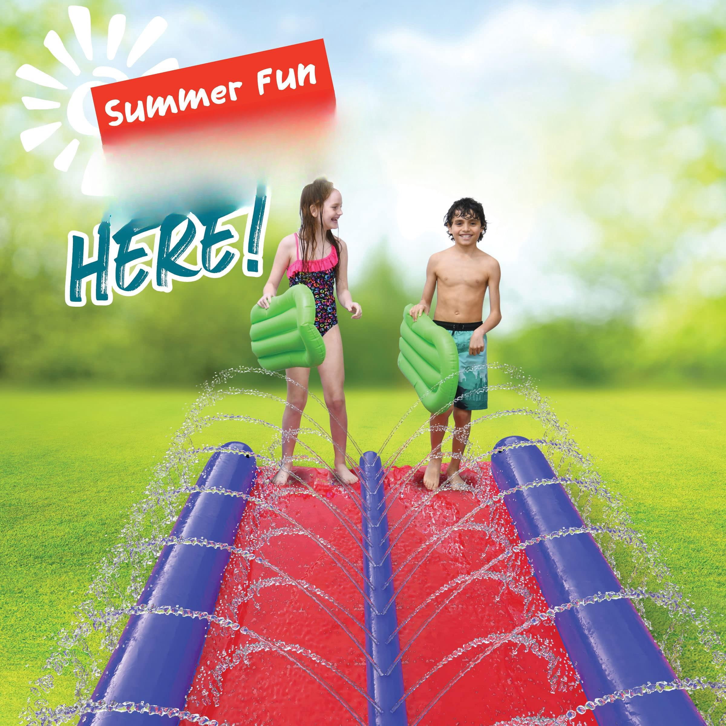 25ft 2-Lane Inflatable Water Slide with Sprinkler and Body Boards