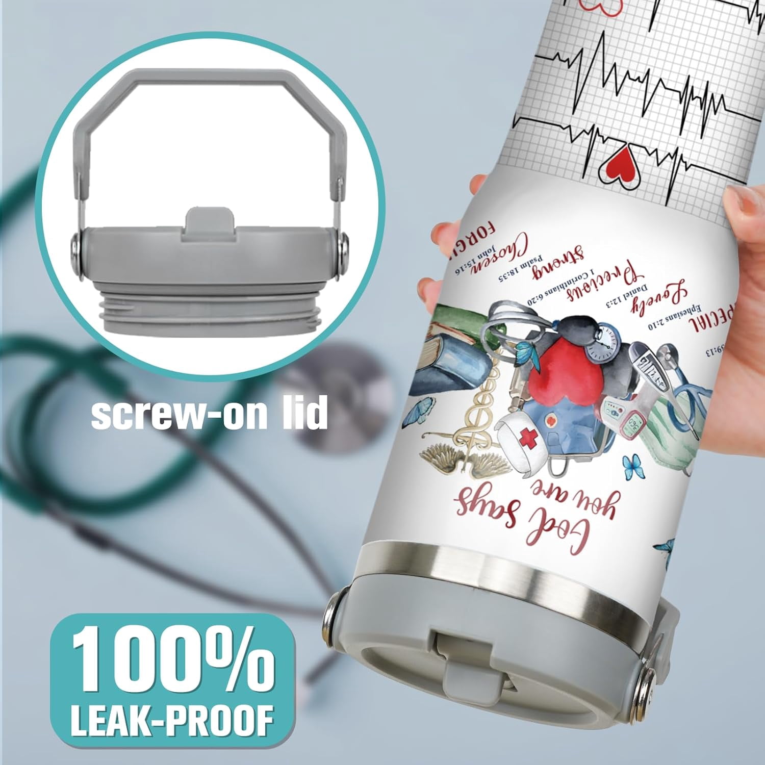 30oz Nurse Tumbler Cup with Handle Nurse Travel Coffee Mug, Nurse Nutrition Facts Tumbler, Best Nursing School Gifts, Nursing Graduation Gifts, RN Gifts for Nurses Appreciation Gifts